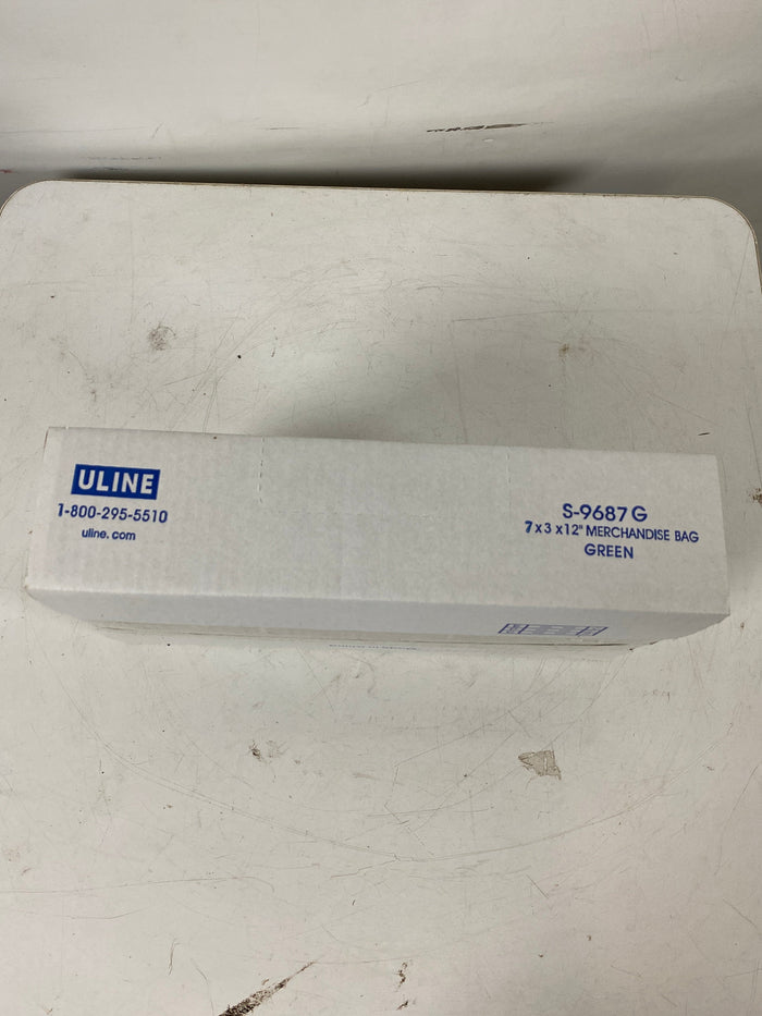 Uline Box of Green HDPE Merchandise Bags