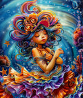 Diamond Painting Underwater World of Serena 22" x 26" (55.8cm x 66cm) / Square With 89 Colors Including 5 ABs and 2 Fairy Dust Diamonds / 59,360