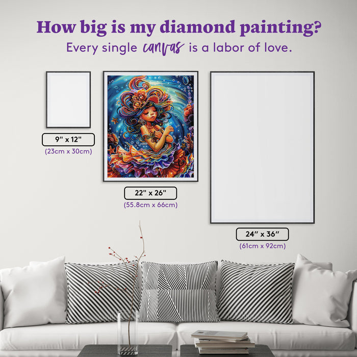 Diamond Painting Underwater World of Serena 22" x 26" (55.8cm x 66cm) / Square With 89 Colors Including 5 ABs and 2 Fairy Dust Diamonds / 59,360