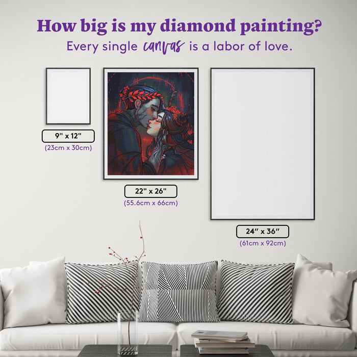 Diamond Painting Underworldly Romance 22" x 26" (55.6cm x 66cm) / Round with 44 Colors including 1 Iridescent Diamond and 2 Fairy Dust Diamonds / 48,480