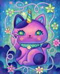 Diamond Painting Unicorn Manekineko 22" x 27" (55.6cm x 68.8cm) / Round with 59 Colors including 3 ABs and 2 Fairy Dust Diamonds / 50,500