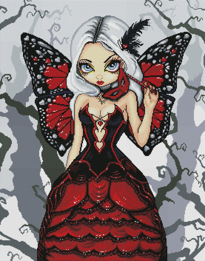 Diamond Painting Valentine Masquerade 27.6" x 35.0″ (70cm x 89cm) / Square with 28 Colors including 3 ABs / 97,777