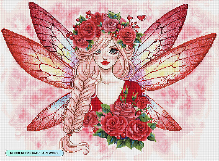 Diamond Painting Valentine's Fairy 34.7" x 25.6" (87.9cm x 65cm) / Square with 59 Colors including 2 ABs and 1 Frosted Diamond and 3 Fairy Dust Diamonds / 92,133