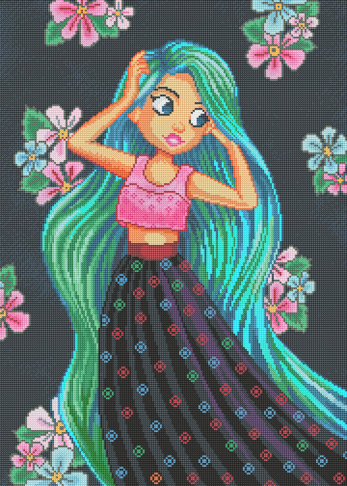 Diamond Painting Vera 20" x 28″ (51cm x 71cm) / Round With 36 Colors Including 2 ABs / 45,360