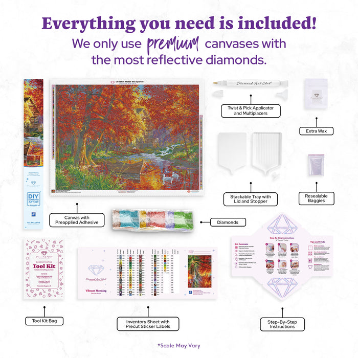 Diamond Painting Vibrant Morning 37.8" x 27.6" (96cm x 70cm) / Square with 76 Colors including 2 ABs and 6 Fairy Dust Diamonds / 108,184