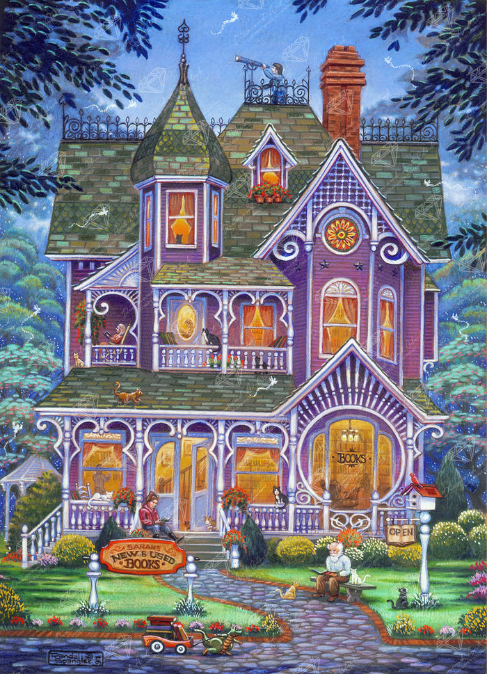 Diamond Painting Village Bookstore 27.6" x 38.2" (69.9cm x 96.8cm) / Square with 83 Colors including 2 ABs and 1 Frosted Diamond and 2 Fairy Dust Diamonds / 109,309