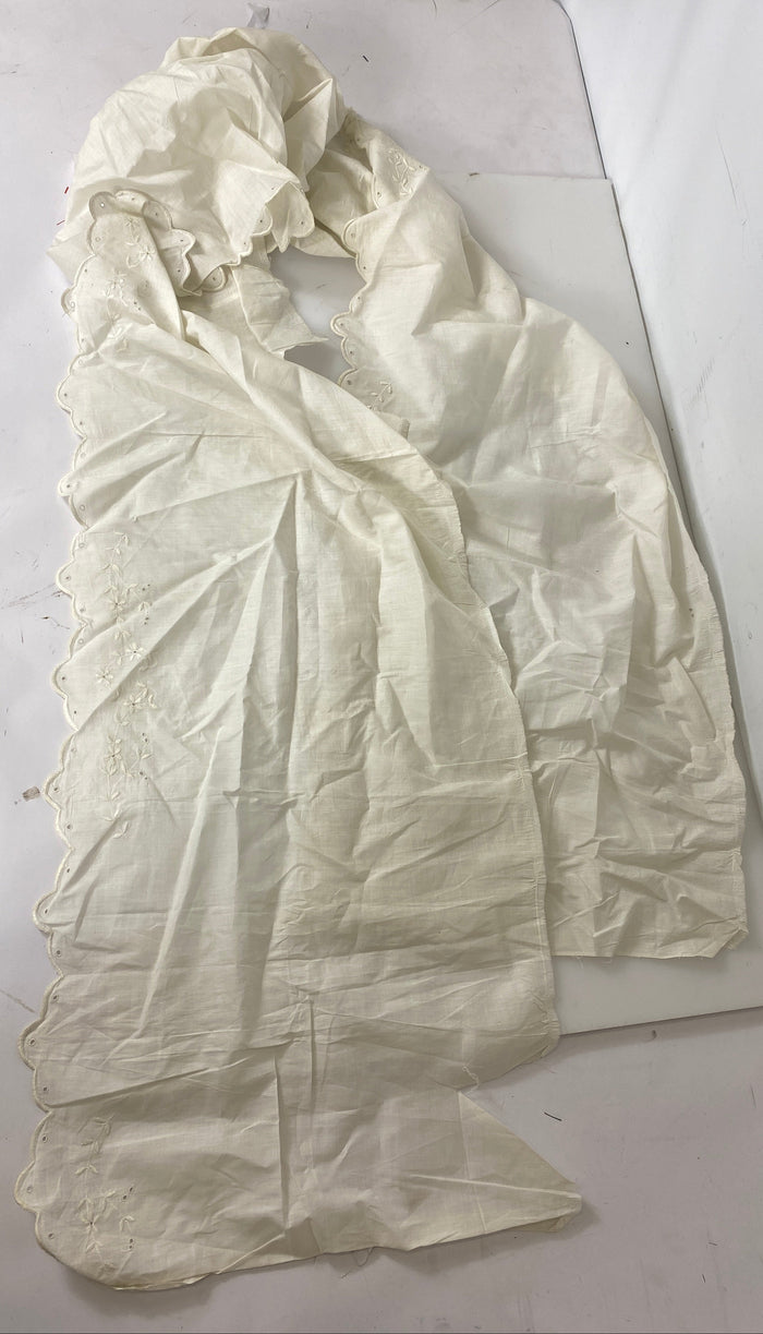 Vintage 1880s White Linen Embroidered Flounce
