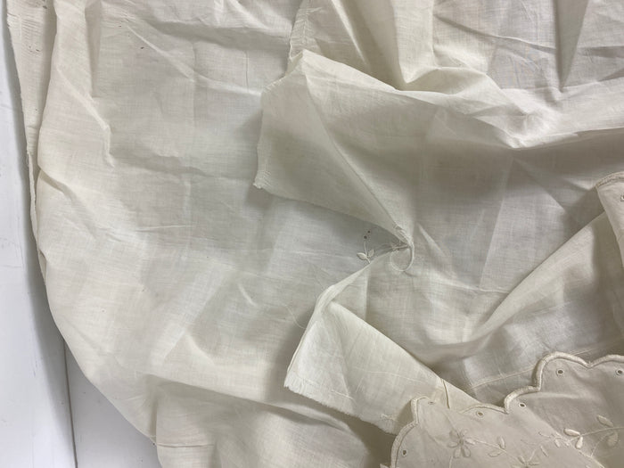 Vintage 1880s White Linen Embroidered Flounce