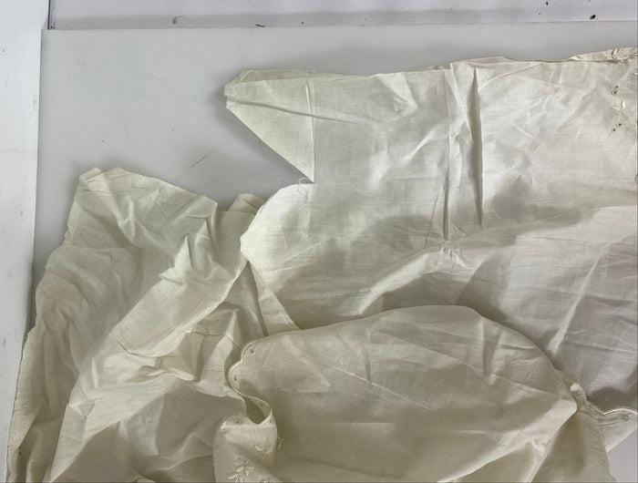 Vintage 1880s White Linen Embroidered Flounce