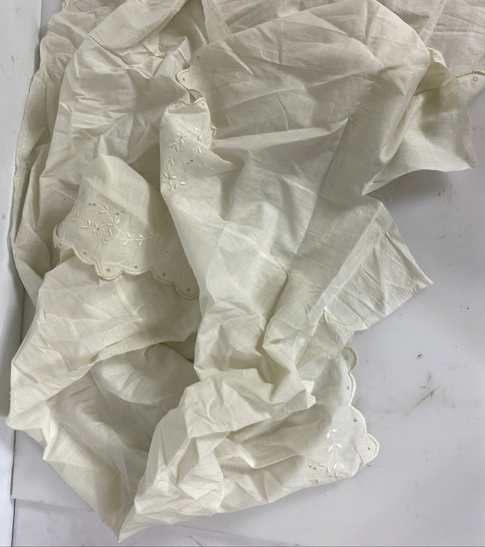 Vintage 1880s White Linen Embroidered Flounce