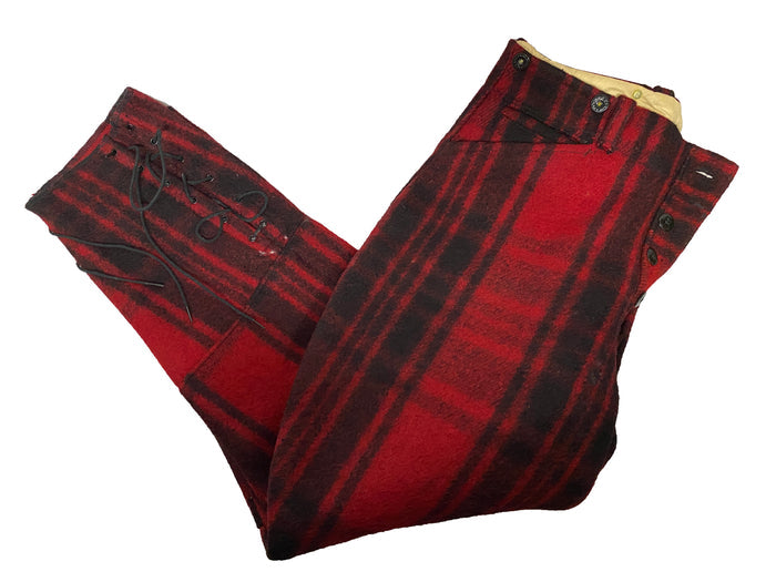 Vintage 40's Era Soo Woolen Mills Buffalo Plaid Hunting Pants