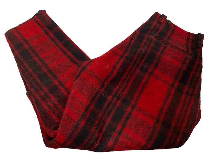 Vintage 40's Era Soo Woolen Mills Buffalo Plaid Hunting Pants