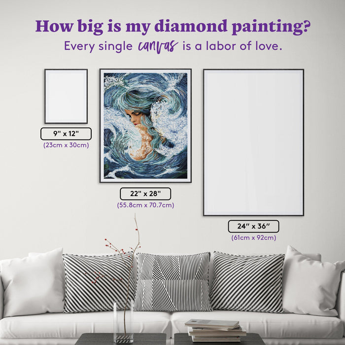 Diamond Painting Wave Mermaid 22" x 28" (55.8cm x 70.7cm) / Square With 59 Colors Including 1 ABs and 2 Fairy Dust Diamonds / 63,616