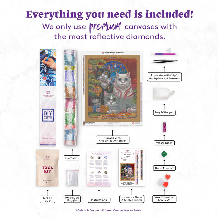 Diamond Painting We Three Kings 22" x 27" (55.8cm x 69cm) / Square with 62 Colors including 2 ABs and 3 Fairy Dust Diamonds and 1 Electro Diamonds / 62,048