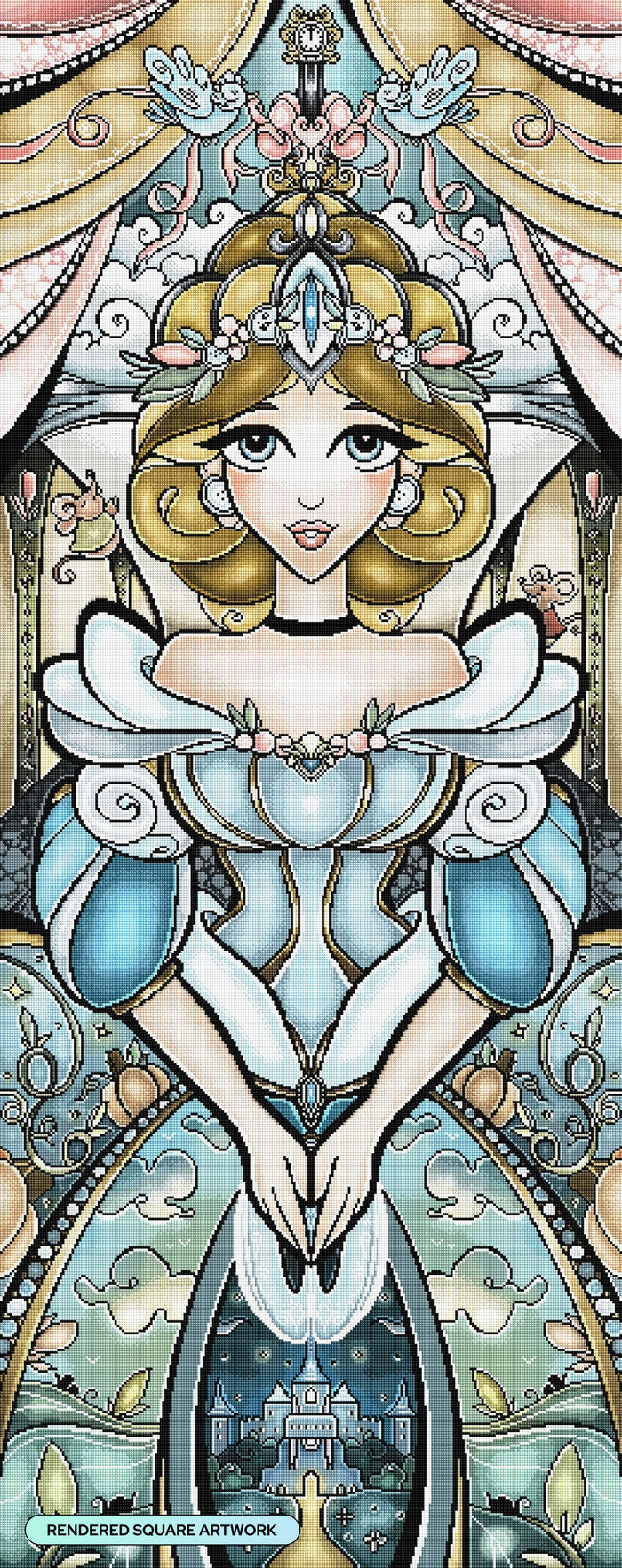 Diamond Painting When the Clock Strikes Twelve 25.6" x 64.6" (65cm x 163.8cm) / Square with 62 Colors including 2 ABs and 3 Fairy Dust Diamonds / 171,738