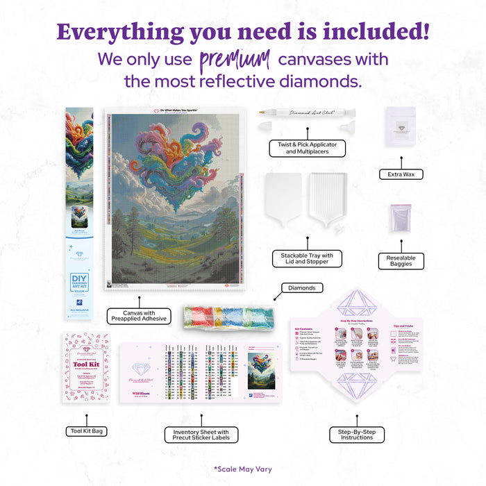 Diamond Painting Wild Bloom 27.6" x 36.6" (69.9cm x 92.8cm) / Square with 93 Colors including 4 ABs and 5 Fairy Dust Diamonds / 104,813