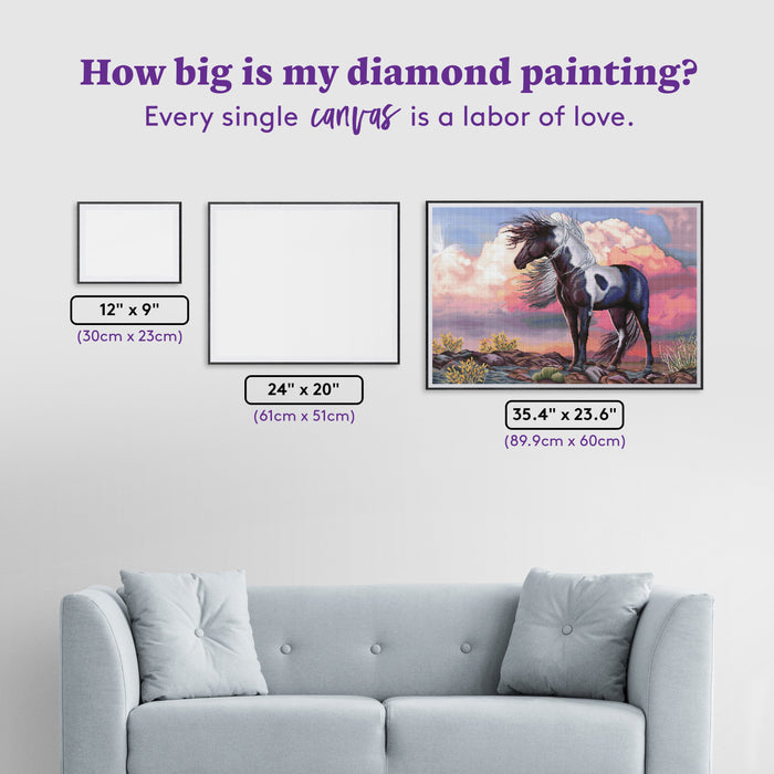Diamond Painting Wild Spirit II 35.4" x 23.6" (89.9cm x 60cm) / Square with 61 Colors including 3 ABs and 4 Fairy Dust Diamonds / 87,001