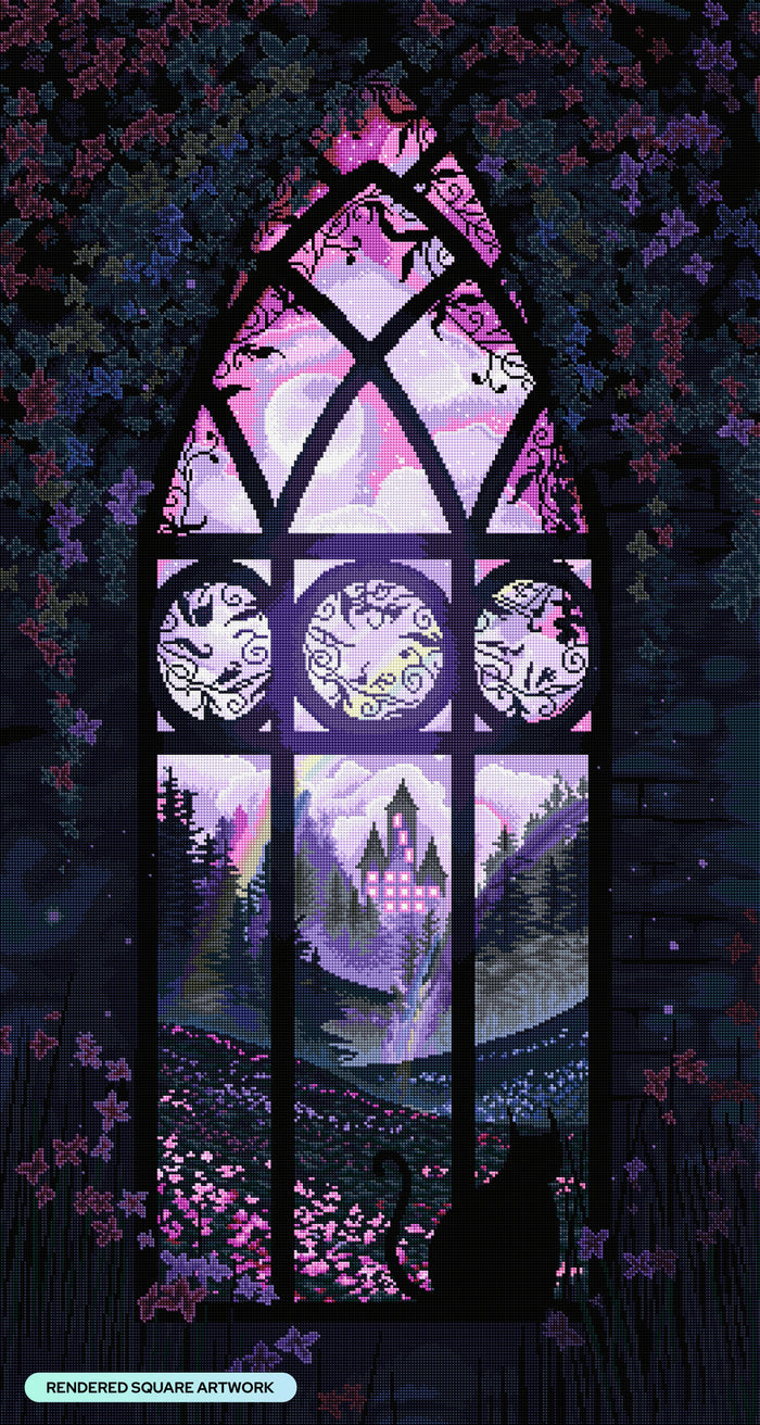 Diamond Painting Window to the Spirit Realm 25.6" x 48" (65cm x 121.7cm) / Square with 48 Colors including 1 AB and 1 Glow-in-the-Dark Diamond and 1 Frosted Diamond and 5 Fairy Dust Diamonds / 127,629