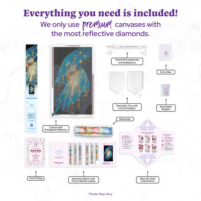 Diamond Painting Window Wings 23.6" x 41.3" (60cm x 104.8cm) / Square with 97 Colors including 2 ABs and 1 iridescent Diamond and 4 Fairy Dust Diamonds / 101,461