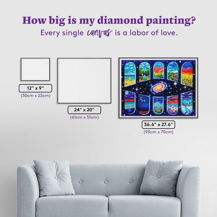 Diamond Painting Windows of the Soul 36.6" x 27.6" (93cm x 70cm) / Square with 60 Colors including 4 ABs and 3 Fairy Dust Diamonds / 104,813
