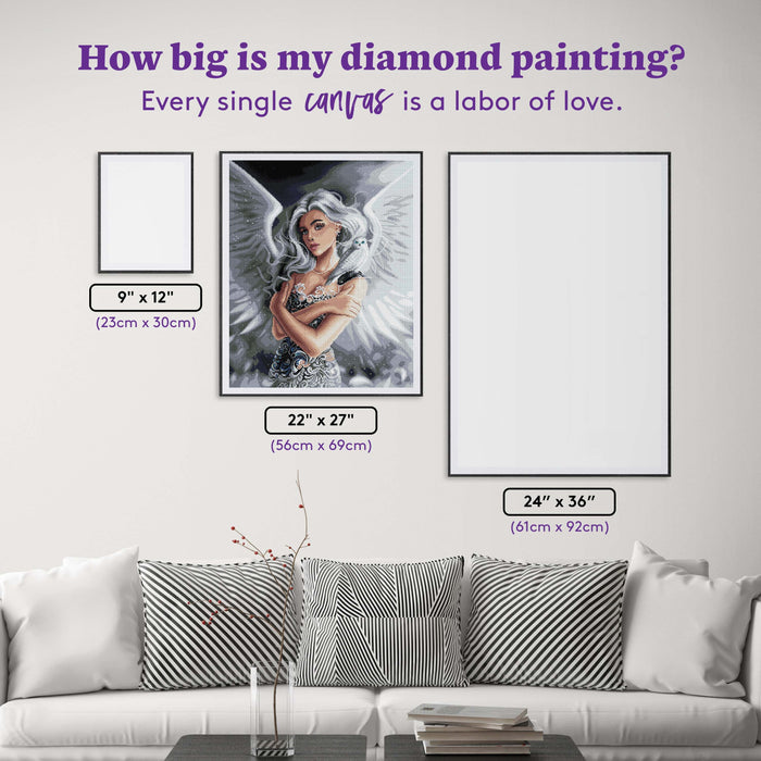 Diamond Painting Winged Princess 22" x 27" (56cm x 69cm) / Square with 26 Colors including 2 ABs / 60,333