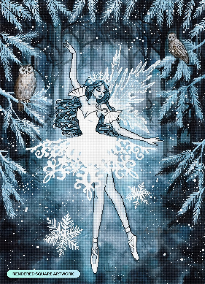 Diamond Painting Winter Ballet 27.6" x 38.2" (69.9cm x 96.8cm) / Square with 61 Colors including 1 AB and 3 Fairy Dust Diamonds / 109,309