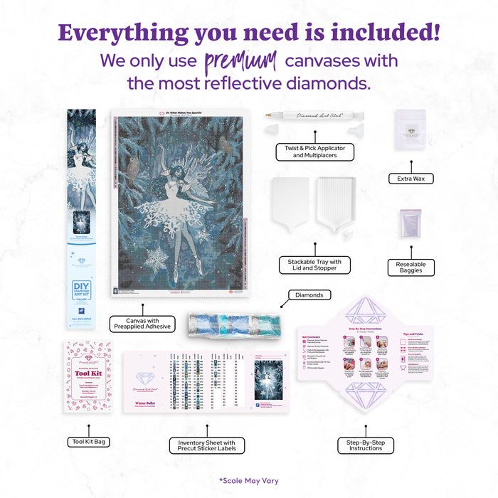 Diamond Painting Winter Ballet 27.6" x 38.2" (69.9cm x 96.8cm) / Square with 61 Colors including 1 AB and 3 Fairy Dust Diamonds / 109,309