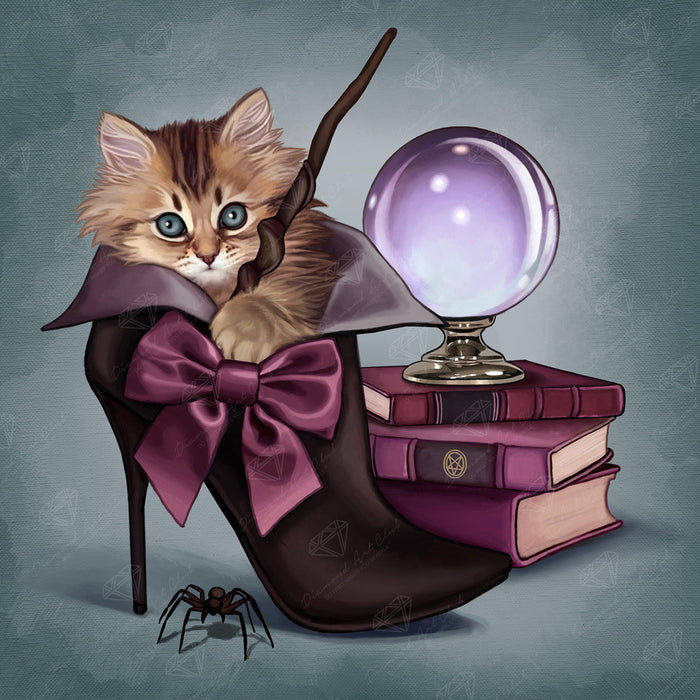 Diamond Painting Wizard Kitten 22" x 22″ (56cm x 56cm) / Square with 38 Colors including 2 ABs / 20946