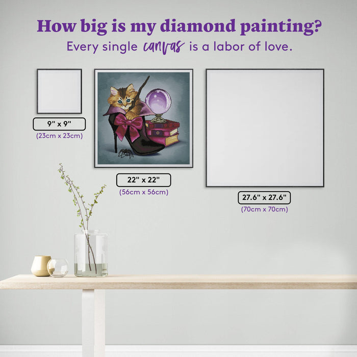 Diamond Painting Wizard Kitten 22" x 22″ (56cm x 56cm) / Square with 38 Colors including 2 ABs / 20946