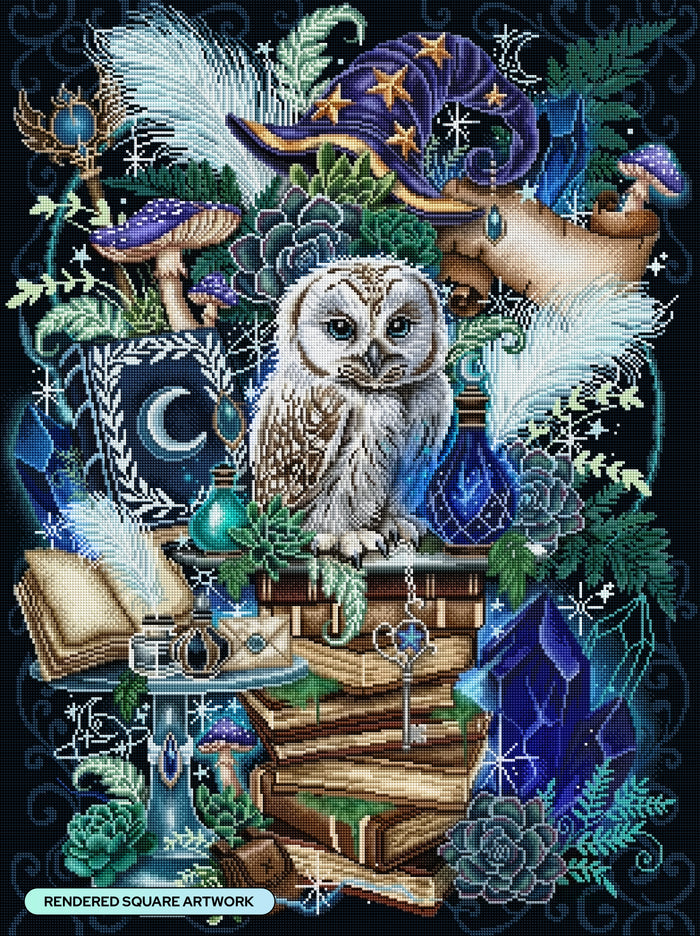 Diamond Painting Wizard's Companion 25.6" x 34.3" (65cm x 86.9cm) / Square with 96 Colors including 2 ABs and 1 Electro Diamond and 1 Iridescent Diamond and 6 Fairy Dust Diamonds / 91,089
