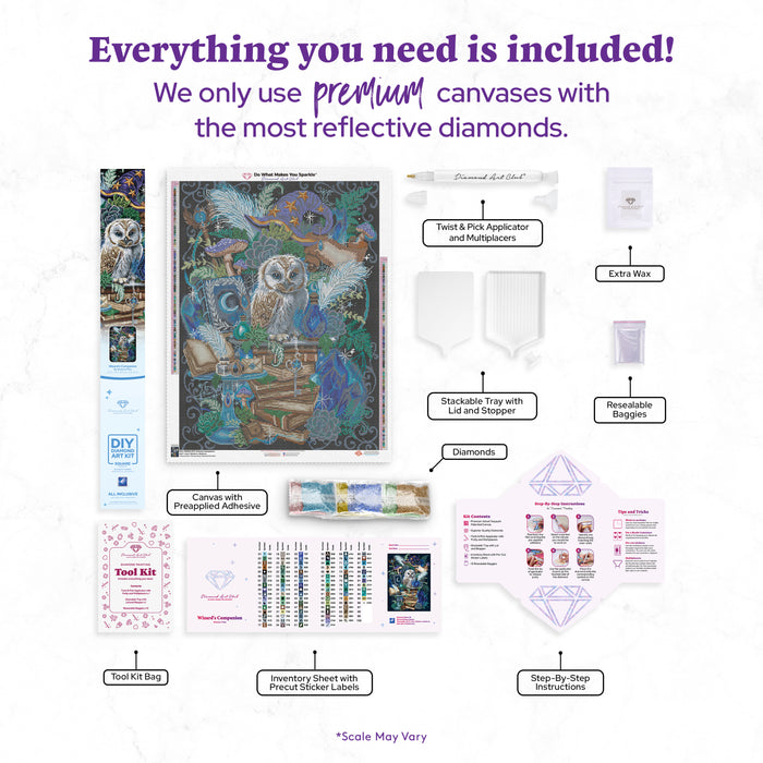 Diamond Painting Wizard's Companion 25.6" x 34.3" (65cm x 86.9cm) / Square with 96 Colors including 2 ABs and 1 Electro Diamond and 1 Iridescent Diamond and 6 Fairy Dust Diamonds / 91,089
