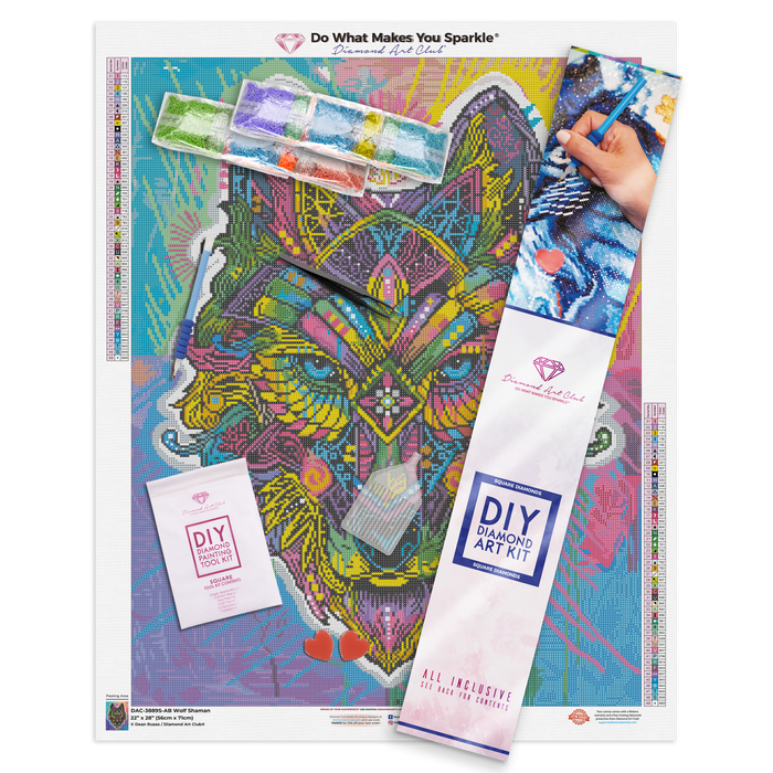Diamond Painting Wolf Shaman 22" x 28" (56cm x 71cm) / Square With 49 Colors Including 4 ABs / 62,101