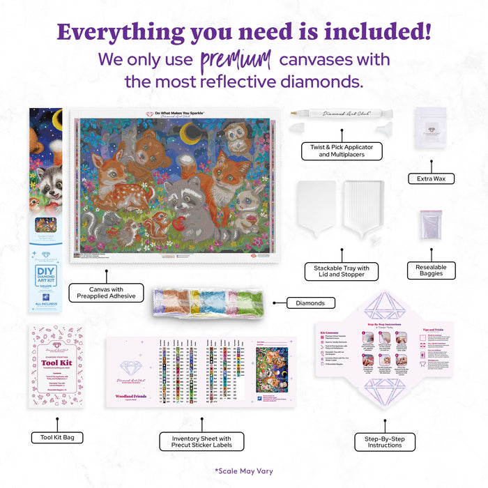 Diamond Painting Woodland Friends 31" x 22" (78.7cm x 55.88cm) / Square With 93 Colors Including 3 ABs and 4 Fairy Dust Diamonds / 70,784