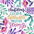 Diamond Painting Words of Affirmation 17" x 17" (42.8cm x 42.8cm) / Square with 39 Colors including 2 ABs, 2Electro Diamonds, 3 Fairy Dust Diamonds, and 1 Iridescent Diamond / 29,584