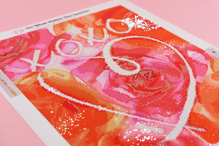 Diamond Painting XOXO Heart 17" x 22" (42.8cm x 55.8cm) / Square with 34 Colors including 4 ABs / 38,528