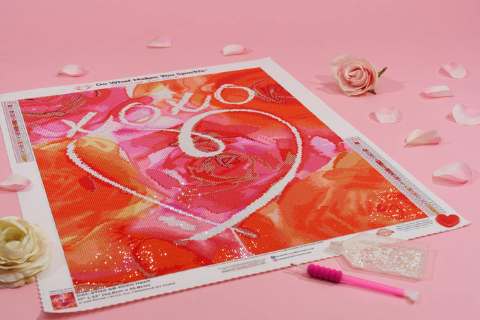 Diamond Painting XOXO Heart 17" x 22" (42.8cm x 55.8cm) / Square with 34 Colors including 4 ABs / 38,528