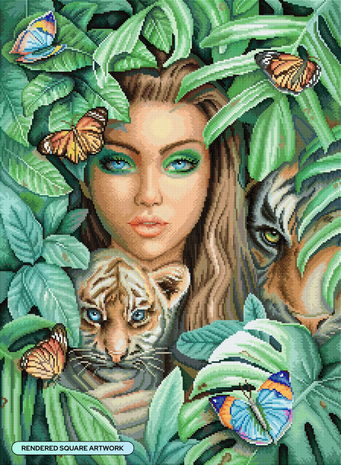 Diamond Painting Year of the Tiger 22" x 30" (55.8cm x 75.9cm) / Square with 57 Colors including 1 AB and 1 Frosted Diamond and 3 Fairy Dust Diamonds / 68,320