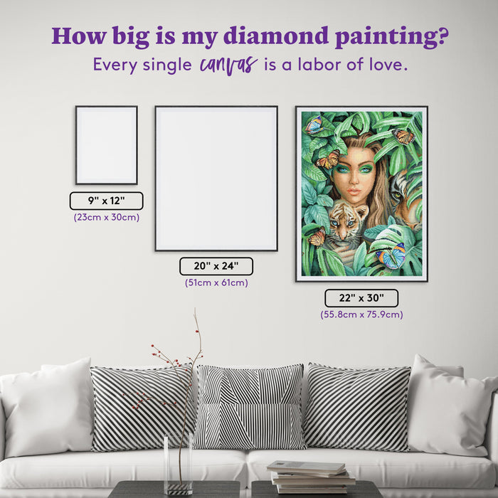 Diamond Painting Year of the Tiger 22" x 30" (55.8cm x 75.9cm) / Square with 57 Colors including 1 AB and 1 Frosted Diamond and 3 Fairy Dust Diamonds / 68,320