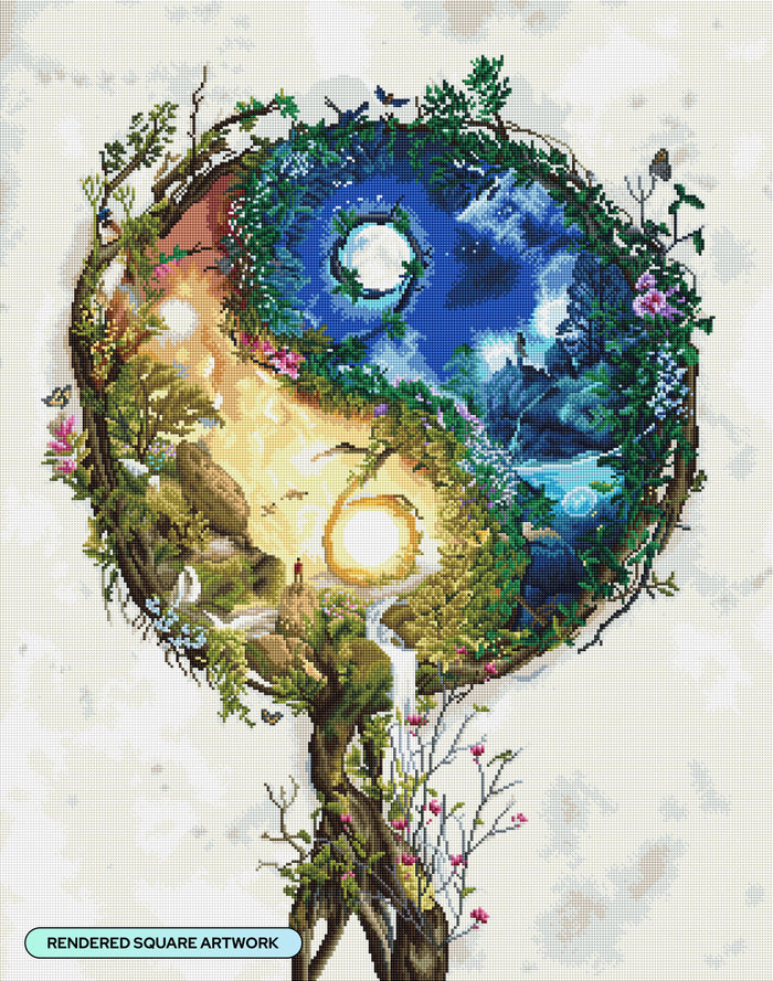 Diamond Painting Yin and Yang 27.6" x 35" (69.9cm x 88.9cm) / Square With 59 Colors including 3 ABs and 5 Fairy Dust Diamonds / 100,317