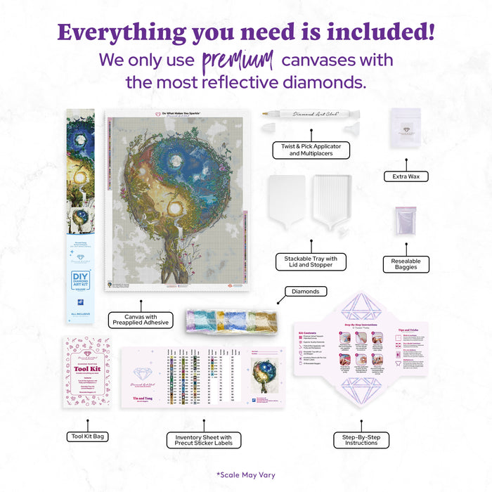 Diamond Painting Yin and Yang 27.6" x 35" (69.9cm x 88.9cm) / Square With 59 Colors including 3 ABs and 5 Fairy Dust Diamonds / 100,317