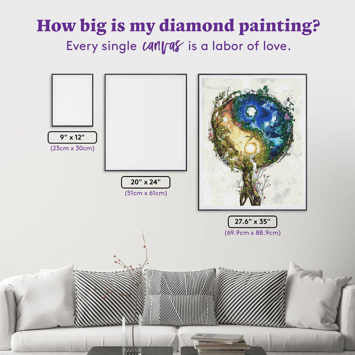Diamond Painting Yin and Yang 27.6" x 35" (69.9cm x 88.9cm) / Square With 59 Colors including 3 ABs and 5 Fairy Dust Diamonds / 100,317