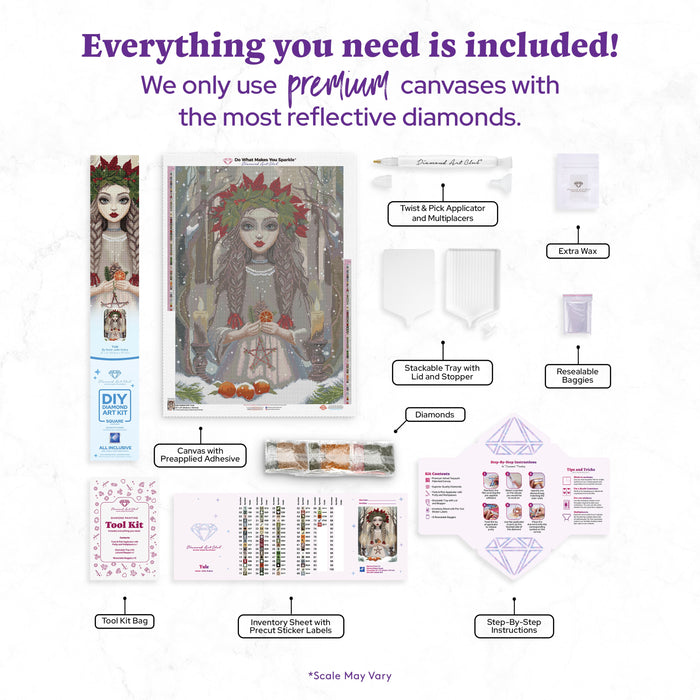 Diamond Painting Yule 22" x 31" (55.8cm x 78.7cm) / Square With 73 Colors Including 3 ABs and 3 Fairy Dust Diamonds / 70,784