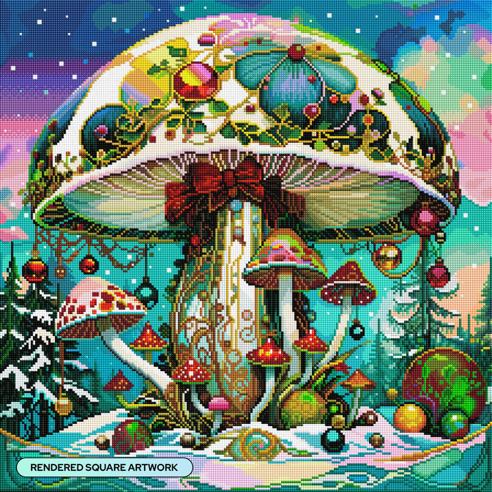 Diamond Painting Yuletide Enchanted Mushroom 22" x 22" (55.8cm x 55.8cm) / Square With 82 Colors Including 2 ABs and 1 Special Diamond and 3 Fairy Dust Diamonds / 50,176