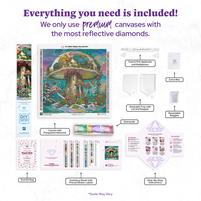 Diamond Painting Yuletide Enchanted Mushroom 22" x 22" (55.8cm x 55.8cm) / Square With 82 Colors Including 2 ABs and 1 Special Diamond and 3 Fairy Dust Diamonds / 50,176