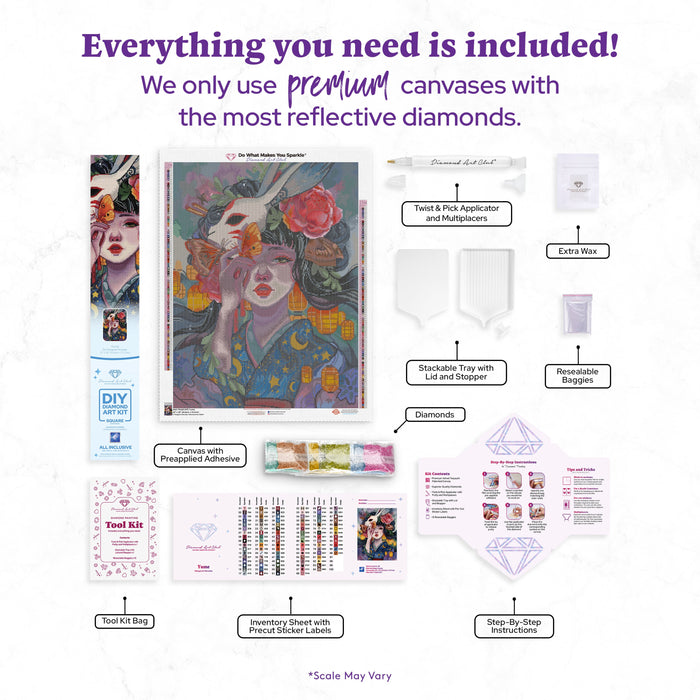 Diamond Painting Yume 22" x 29" (55.8cm x 73.7cm) / Square with 96 Colors including 1 AB and 1 Electro Diamond and 1 Iridescent Diamond and 4 Fairy Dust Diamonds / 66,304