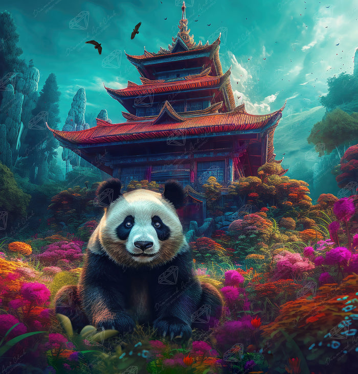 Diamond Painting Zen Panda 25.6" x 26.8" (65cm x 68cm) / Square with 90 Colors including 2 ABs and 5 Fairy Dust Diamonds / 71,253